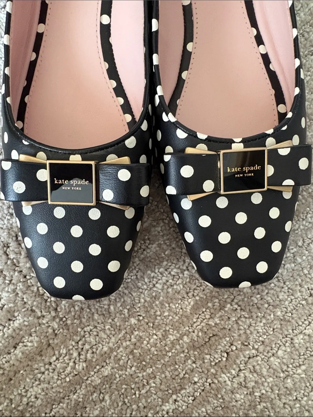 kate spade Black and White Polka Dot Bow Ballet Flats